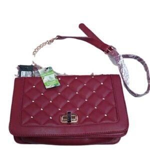 Badgley Mischka Crossbody Bag Purse with Studs, Wine